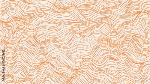 Hand-drawn flat pattern of orange and white continuous lines with an undulating texture, creating a flowing and intricate design.