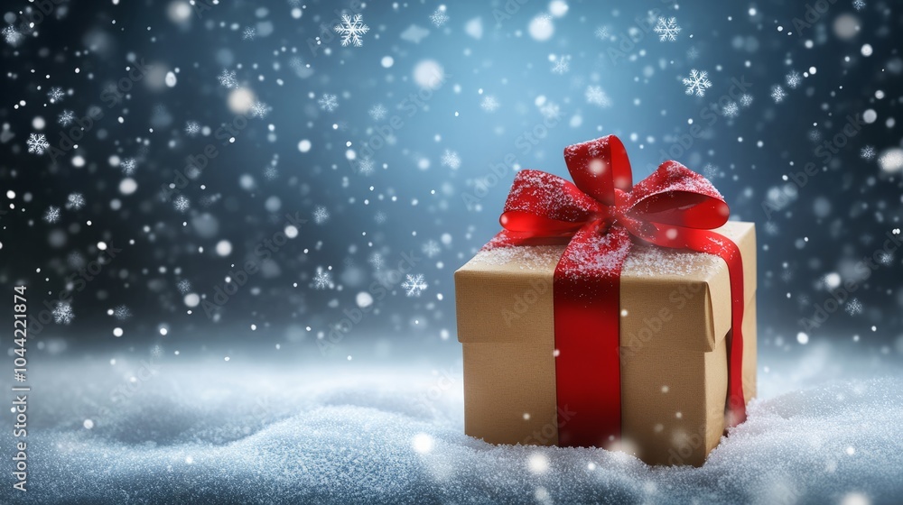 christmas gift box with snowflakes. xmas background christmas gift box with snowflakes. xmas background