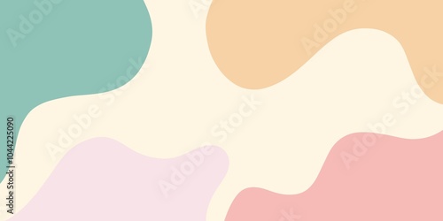 An abstract design of soft pastel-colored fluid shapes in green, peach, pink, and beige on a light background. Perfect for gentle, minimalist layouts, backgrounds, or creative projects. 