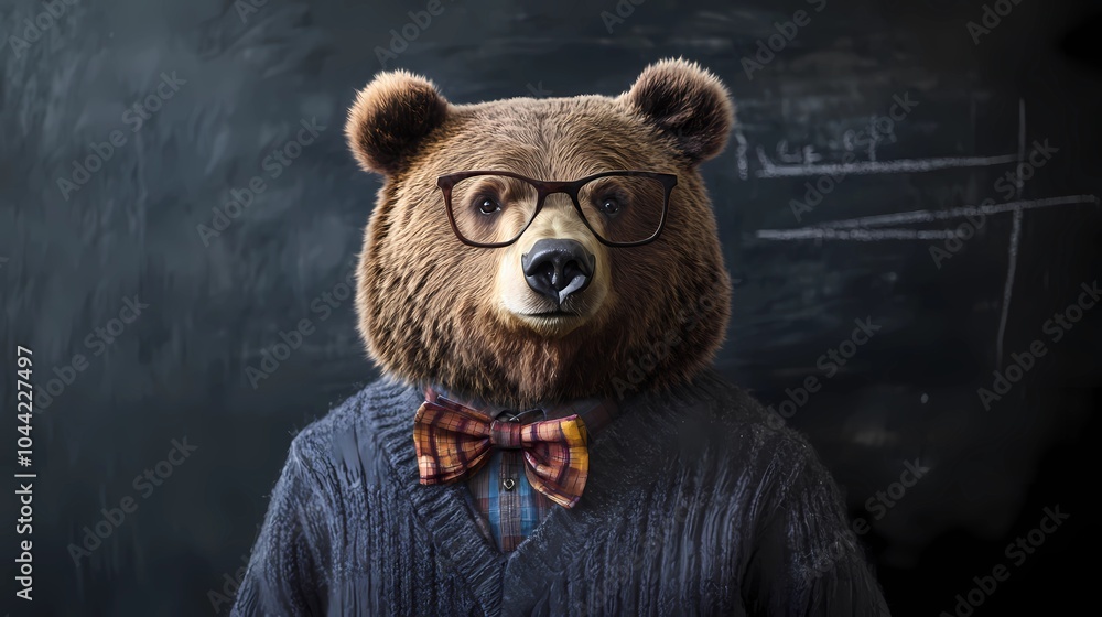 Animal teacher character in a classroom, great for educational and learning-themed stock images. Animal teacher character in a classroom, great for educational and learning-themed stock images.