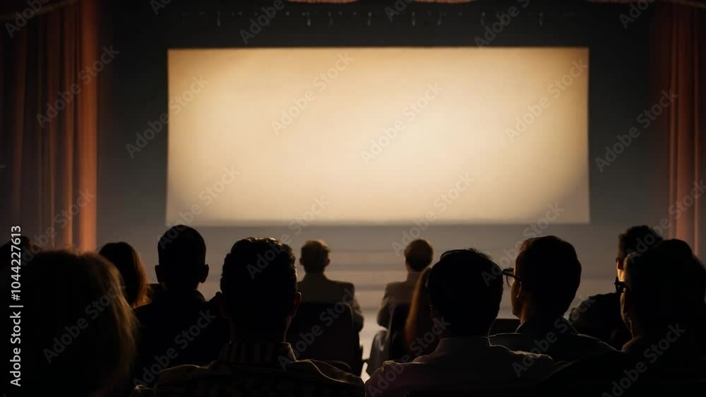 Audience members watching a bright movie screen in a dark theater create an engaging atmosphere for cinematic enjoyment