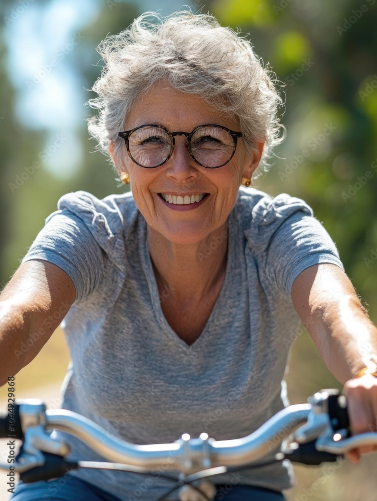 Obraz premium Active Senior Cyclist in Rural Setting