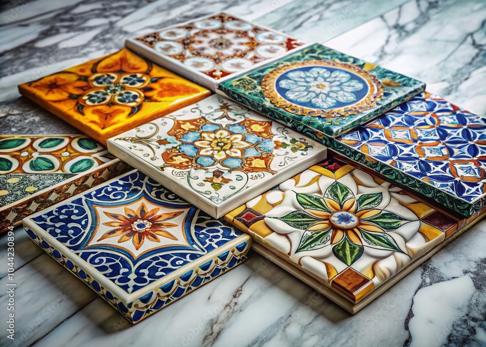 Stacked Ceramic Tiles on Marble Background for Home Decor Inspiration and Interior Design Aesthetics Stacked Ceramic Tiles on Marble Background for Home Decor Inspiration and Interior Design Aesthetics