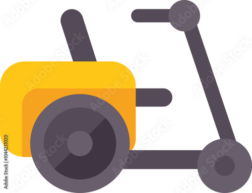 Yellow modern electric scooter standing on white background, eco friendly individual transport concept