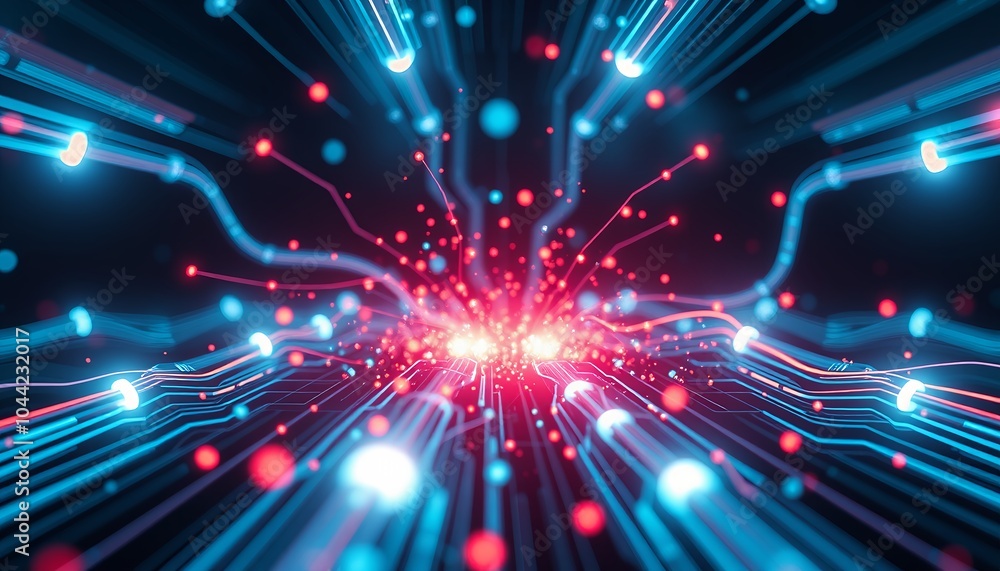 Futuristic Technology Background with Glowing Circuits and Digital Data Streams
Futuristic Technology Background with Glowing Circuits and Digital Data Streams