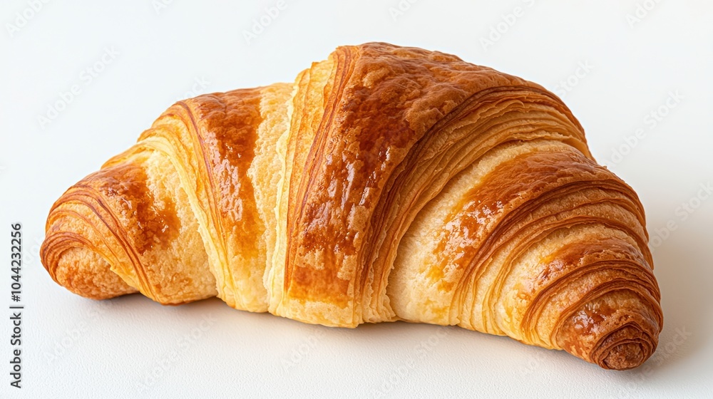 Fresh and flaky croissant with a golden-brown crust, isolated on a white background. Fresh and flaky croissant with a golden-brown crust, isolated on a white background.