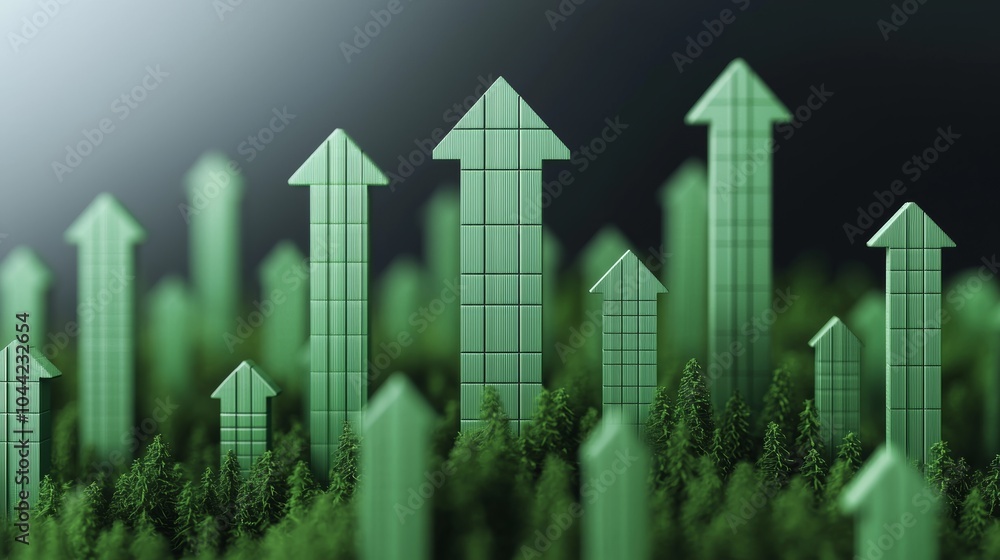 Green Arrows Representing Corporate Efficiency Growth Green Arrows Representing Corporate Efficiency Growth