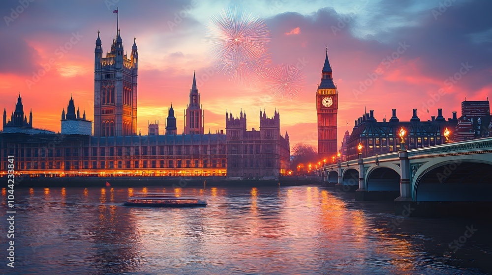 Fototapeta premium Sunset View of Big Ben and Parliament in London