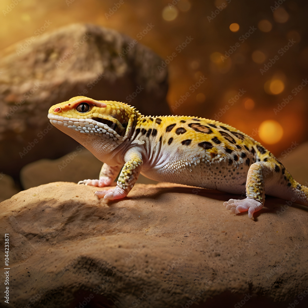 Obraz premium Leopard gecko on a rock