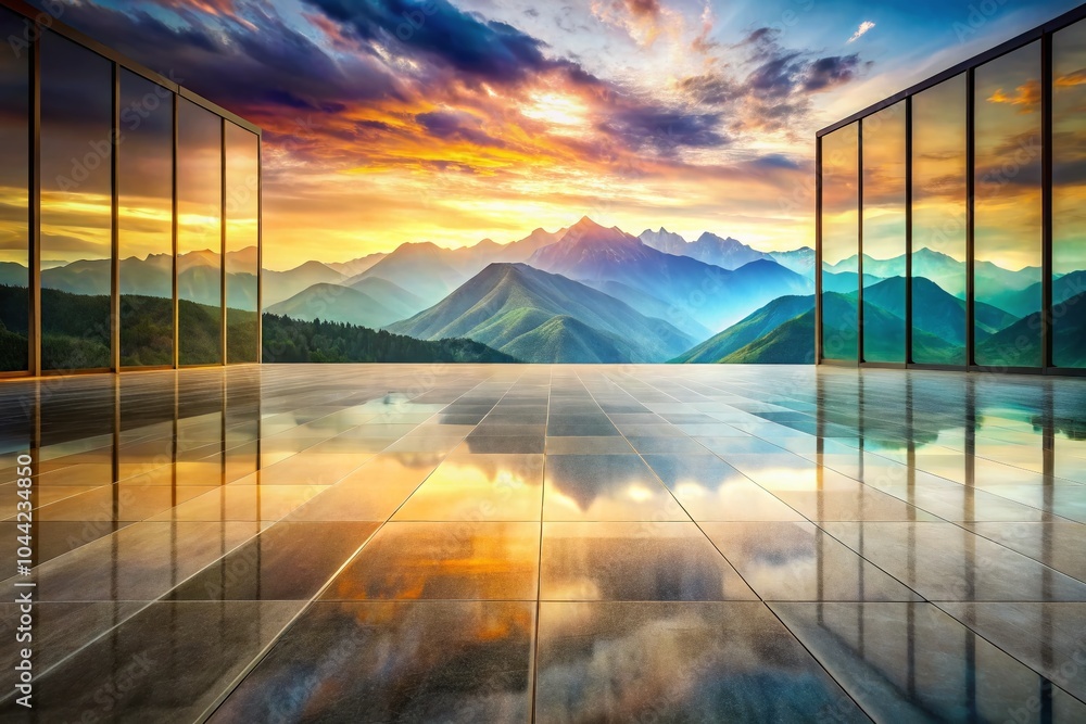 Fototapeta premium Stunning Double Exposure Photography with Floor Gradient Design for Modern Spaces
