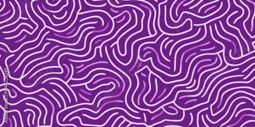 Intricate Purple Maze Pattern with Curved Lines for Textile Design