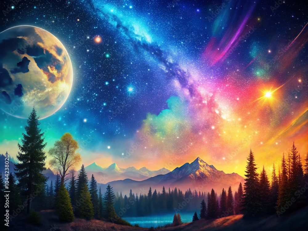 Stunning Night Sky Digital Art Illustration for Captivating Documentary Photography Stunning Night Sky Digital Art Illustration for Captivating Documentary Photography