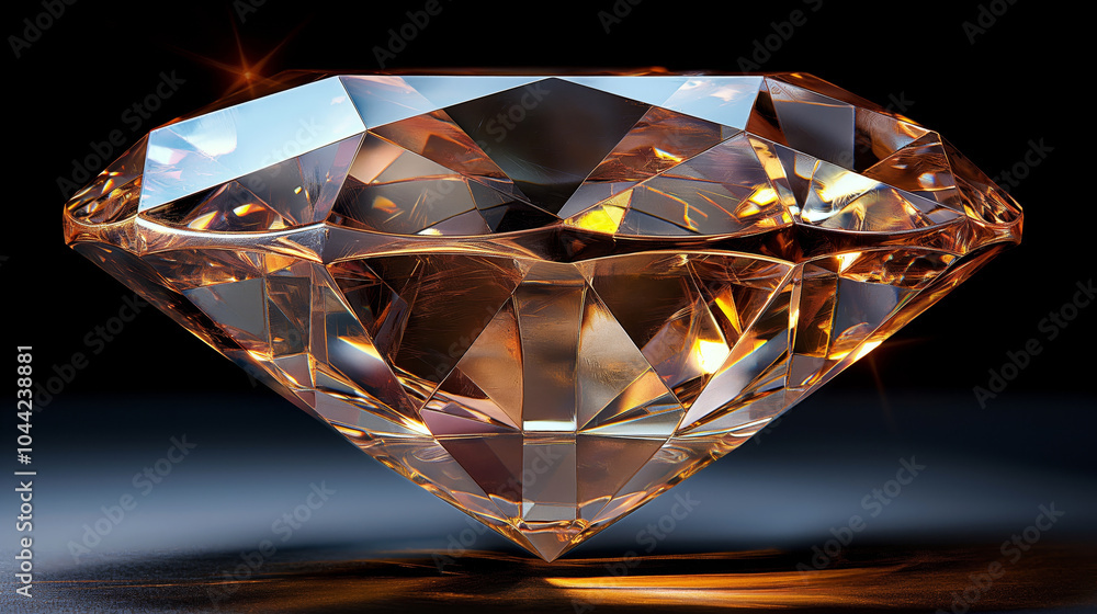 Large Triangular Cut Diamond on Black Background Large Triangular Cut Diamond on Black Background