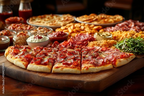 Wallpaper Mural Gourmet pizza with sausage, pepperoni, and cheese served on a platter for casual dining Torontodigital.ca