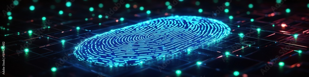Fototapeta premium Futuristic Digital Circuit Board with Glowing Blue and Green Lights Representing Advanced Technology and Innovation in LED Electronics and Microchips