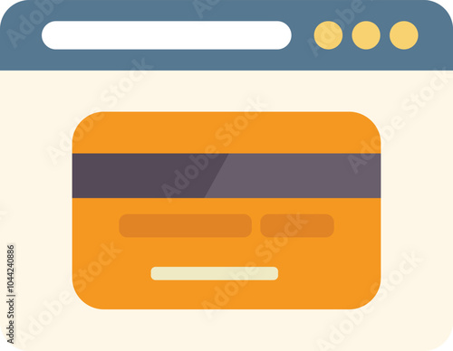 Web browser is displaying a credit card, suggesting the concept of online shopping and payments