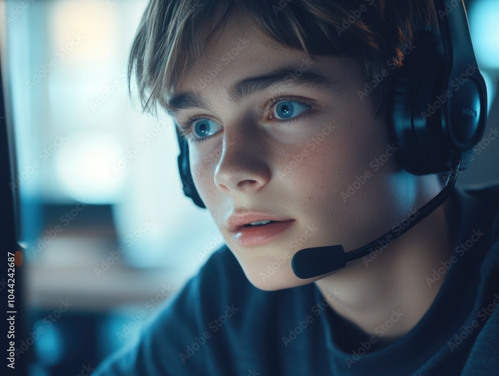Teenager Gaming at Computer Teenager Gaming at Computer