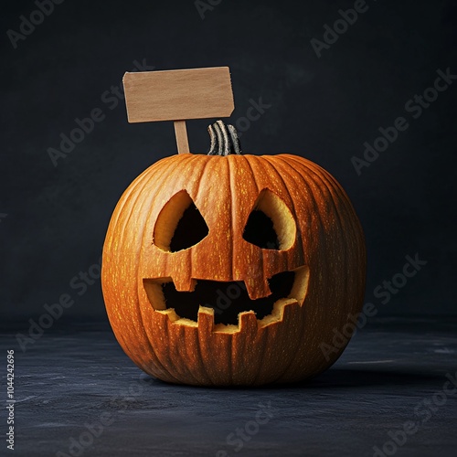 Sarcastic Halloween Pumpkin with Half-Hearted Carving and Humorous Sign