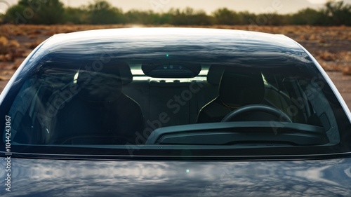 Windshield on a car