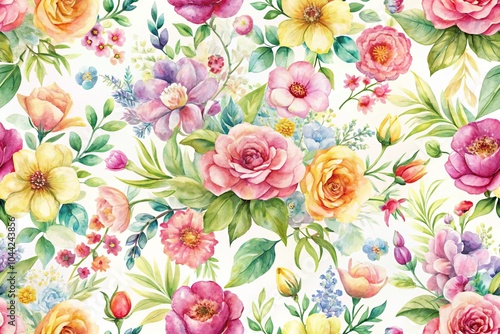 seamless floral watercolor wallpaper background with Depth of Field