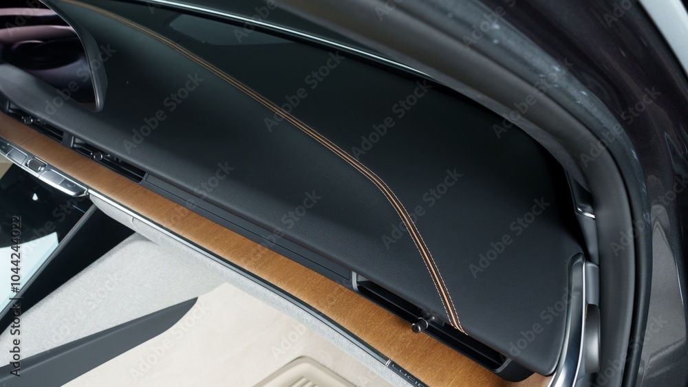 Black leather car dashboard Black leather car dashboard