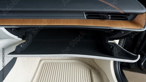 Glove box open in a car