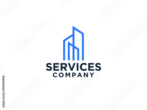 Construction Logo. Geometric Linear Style with Building Symbol Combination isolated on White Background.