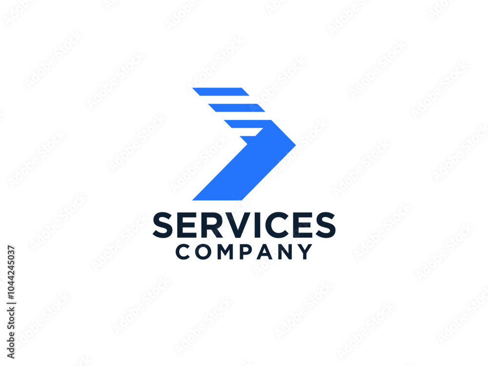 Fototapeta premium Right Arrow Logo. Geometric Arrow Shape with Pixel Dots Halftone Origami Style. Usable for Business and Technology Logos.