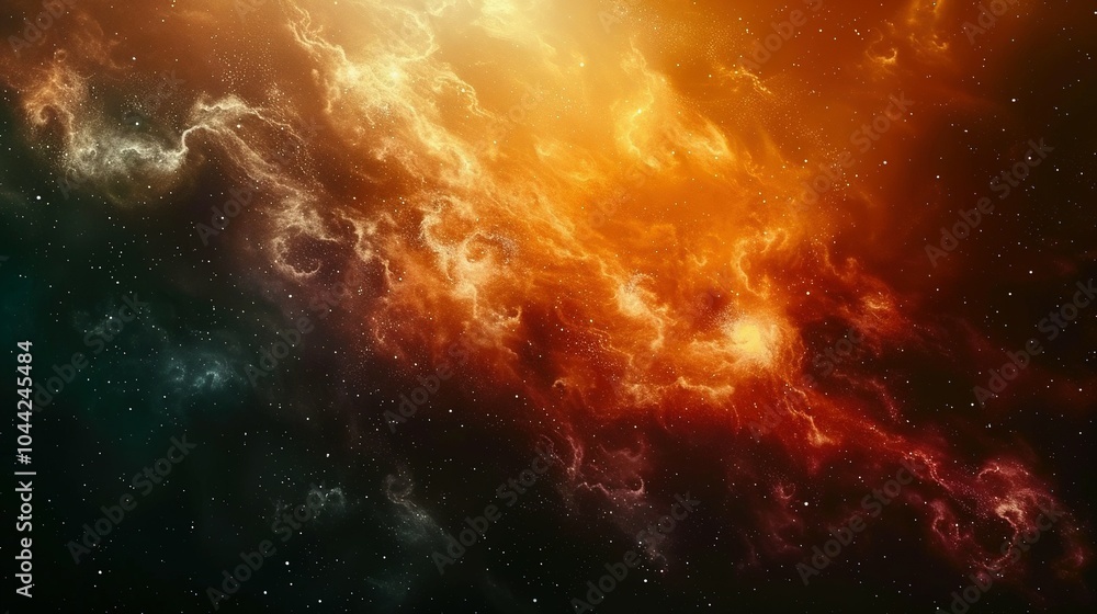 Naklejka premium A Cosmic Landscape of Glowing Nebulae and Stars