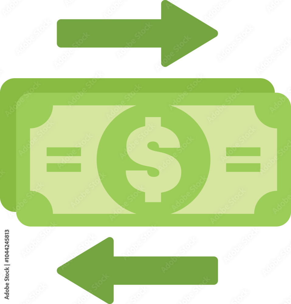 Green dollar bills with arrows representing sending and receiving money Green dollar bills with arrows representing sending and receiving money