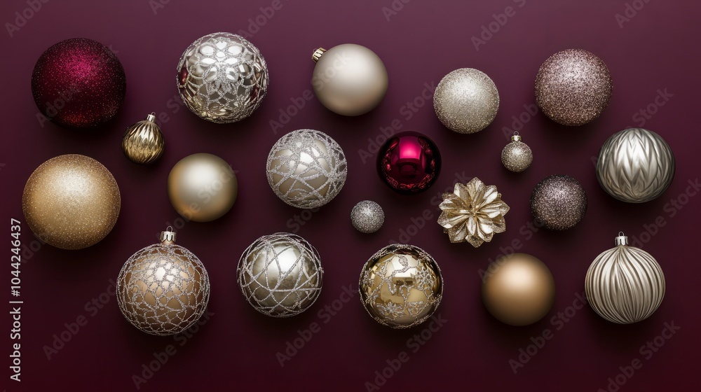 Fototapeta premium christmas background with golden and silver ornament