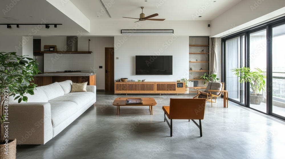 Modern Minimalist Living Room with Natural Light Modern Minimalist Living Room with Natural Light
