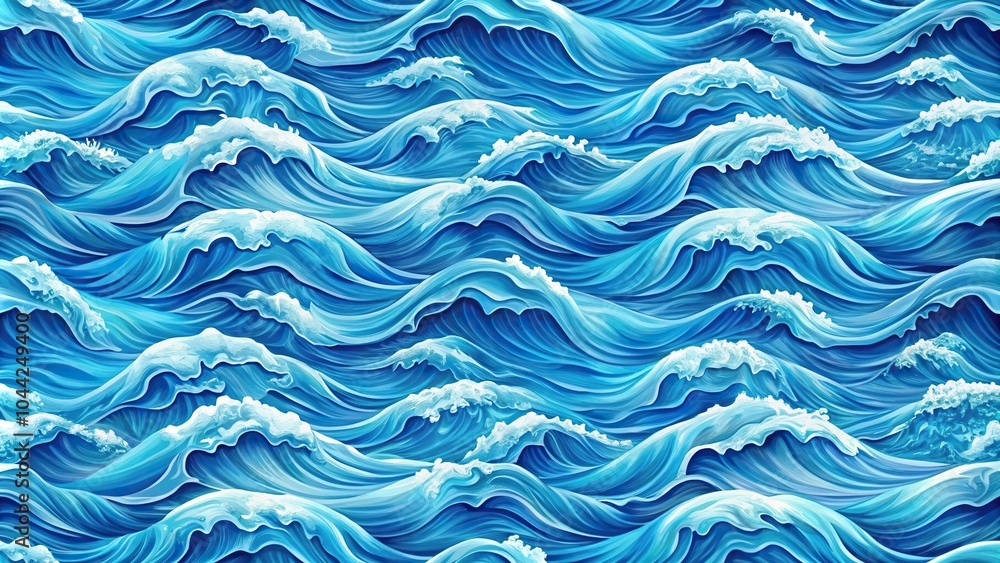 Obraz premium Seamless pattern of blue ocean waves in a medium shot