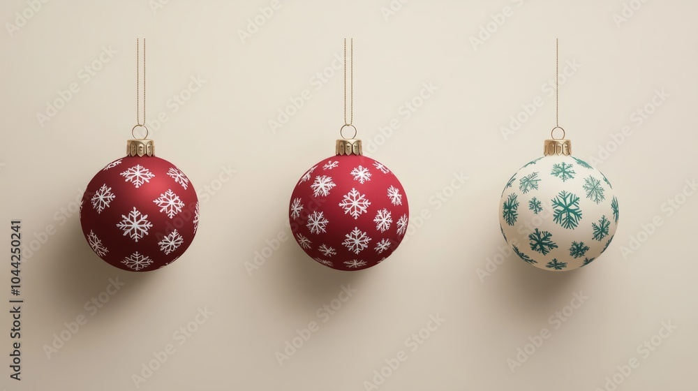 Obraz premium christmas background with red ball ornaments