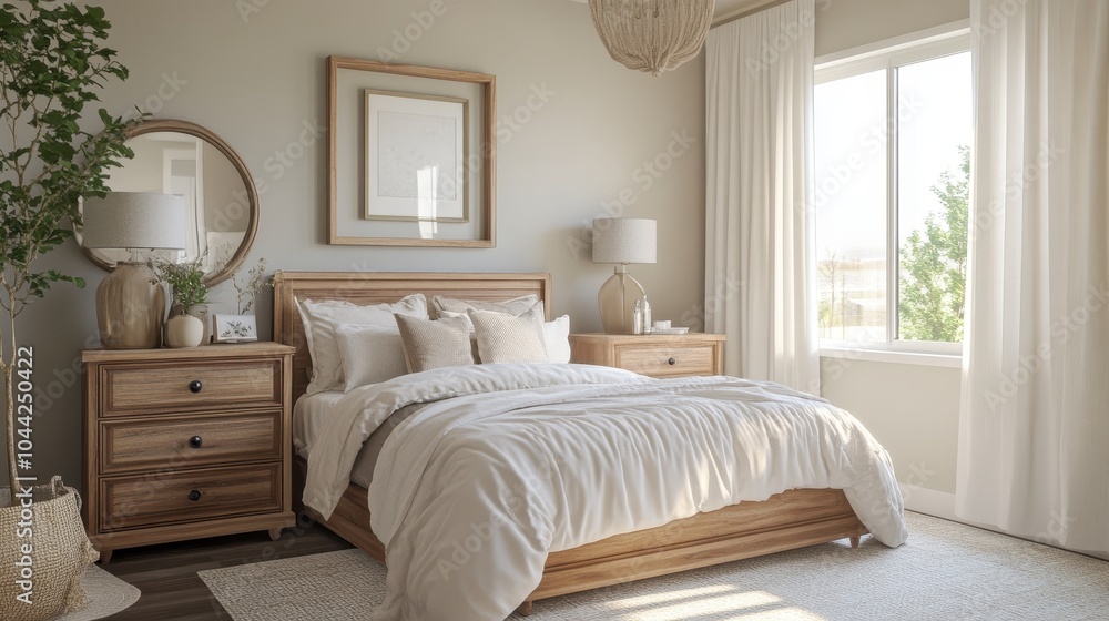 Fototapeta premium Cozy and Modern Bedroom with Natural Light
