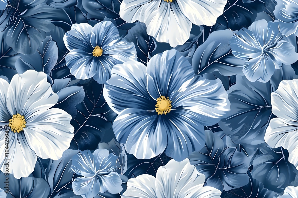 A bunch of flowers that are blue and white A bunch of flowers that are blue and white