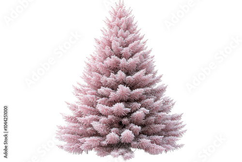 Pink White Pine Christmas tree isolated on transparent background, png file, no background png file