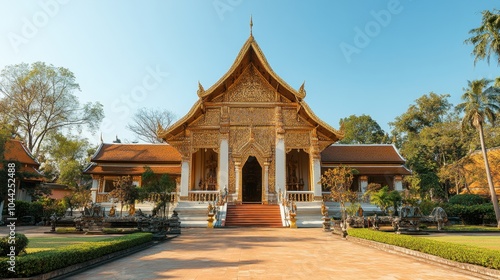 Golden Temple Architecture in Serene Garden Setting