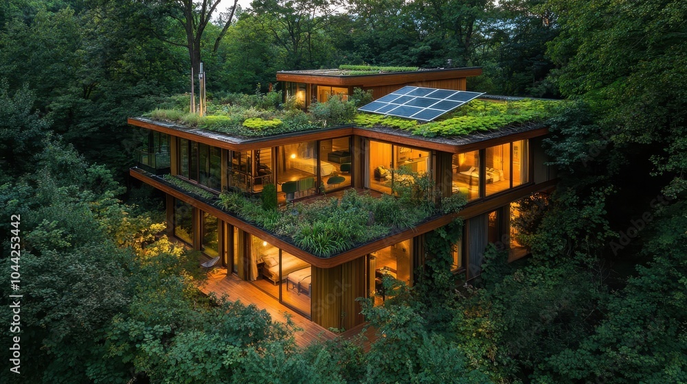 Modern Eco-Friendly Home Surrounded by Nature