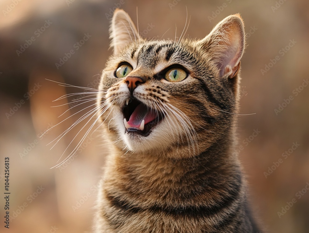 Close Up Portrait of a Tabby Cat with Open Mouth Close Up Portrait of a Tabby Cat with Open Mouth