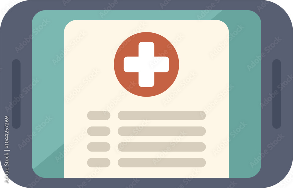 Obraz premium Smartphone displaying medical record with cross symbol, representing online healthcare and digital medical information