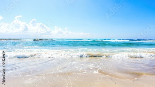 Serene Beach with Gentle Waves and Clear Skies