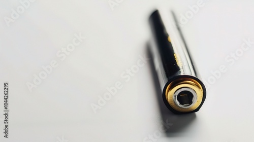 AAA Alkaline Battery on White Background - a practical and distinct visual. The AAA alkaline battery on a pure white backdrop creates a useful and recognizable scene photo