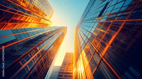 Wallpaper Mural Vintage urban scene, towering glass towers with reflective facades, street art at their base, capturing the vibrant clash of modernity and 70s street culture Torontodigital.ca