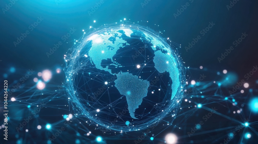 Glowing Blue Globe with Digital Connections Glowing Blue Globe with Digital Connections