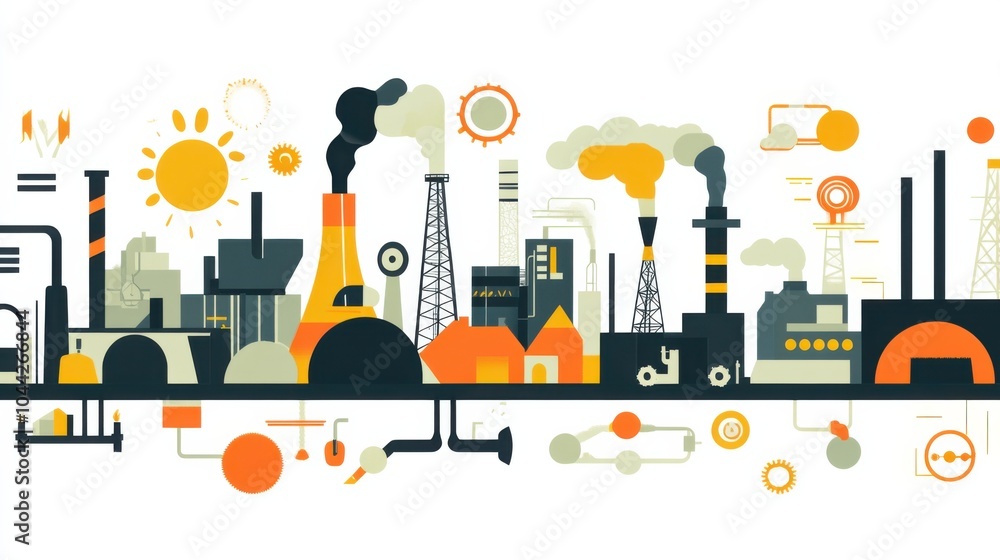 Naklejka premium Illustration of Nonrenewable Energy Resources Concept