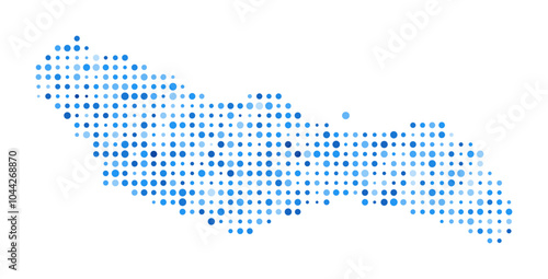 Saona Island Dot Map. Island Digital Style Shape. Saona Island vector image. Island shape blue circular dots. Awesome vector illustration.