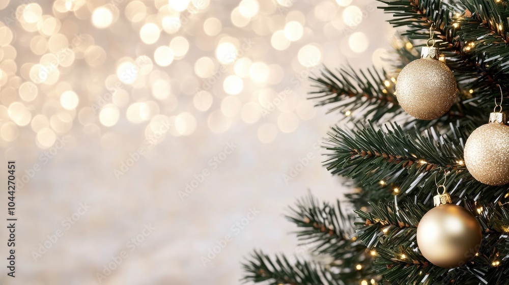 Twinkling Christmas Tree with Golden Ornaments Twinkling Christmas Tree with Golden Ornaments