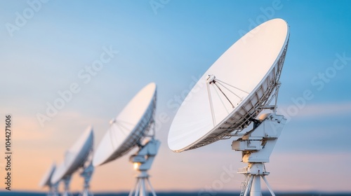 Close-up of Satellite Dishes at Telecommunication Site