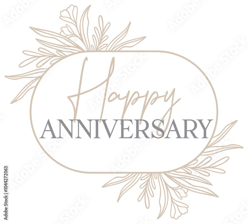 Happy Anniversary | Celebratory Botanical Design | Vector Milestone Art